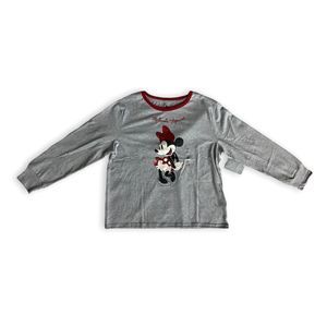 NWT Disney Minnie Mouse Grey Glitter Red Polka Dot Long Sleeve T-Shirt M